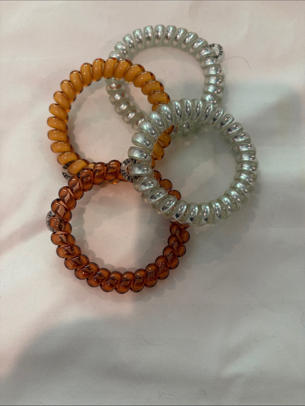 Coiled Hair Tie Bracelet Set - Silver, Amber, Caramel
